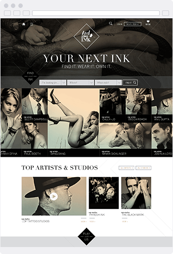 Screenshot of the Find My Ink website built using SproutCMS 3.0